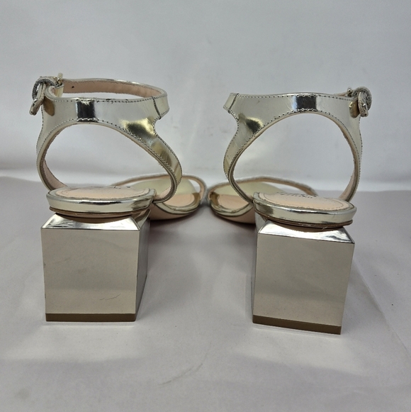 AGL Angie Sandels Womens Sz 39.5=9.5 Velvet Toe Strap Cube Block Heel Dressy - Picture 4 of 13